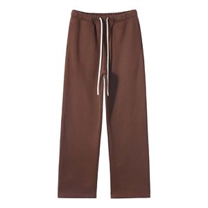 Haute qualité mi plaine teint sports d'hiver pantalons de survêtement solide polaire Joggers taille élastique automne droit lourd Service OEM - Product Image 5