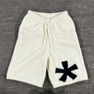 Short pour homme en mohair taille haute avec logo personnalisé OEM Short à jambe large en jacquard avec logo personnalisé - Product Image 2