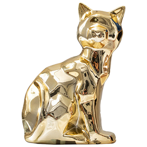 Sculpture et pièce maîtresse de chat doré artisanal en métal Figurine personnalisée de haute qualité Statue de renard en fonte d'aluminium modèle décoratif pour la maison - Product Image 1
