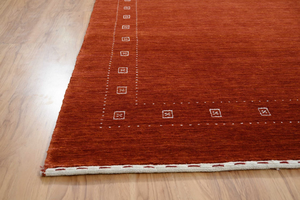 Alfombra Gabbeh de Lana Hecha a Mano, Color Borgoña, Naranja, Terracota, Estilo Vintage, Rojo Óxido, Alfombra Grande para Piso, Decoración Acogedora para el Hogar - Product Image 4