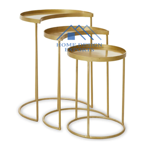 Table d'appoint en aluminium en métal de conception classique pour décor d'hôtel à la maison Table d'appoint de finition dorée en métal en aluminium avec rond - Product Image 4