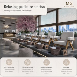 Muebles de Salón de Belleza de Lujo para Peluquería, Manicura y Pedicura, Juego Completo, Silla de Madera, Estación de Lavado de Cabello, Exhibidor de Esmaltes de Uñas para <span class=keywords><strong>Centro</strong></span> de Estética - Product Image 6