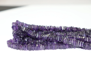 Améthyste africaine naturelle Heishi perles carrées lisses brins de perles pour la fabrication de bijoux forme carrée pierres précieuses en vrac - Product Image 5