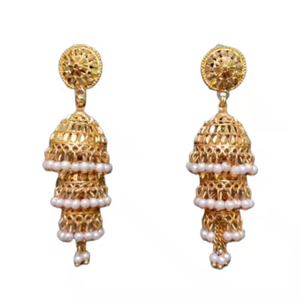 High Quality <b>Earrings</b> Set with Stylish Designed 22CT Gold Plated Jhumka Style <b>Earrings</b> Jewelry for Women Wear by Exporters - Product Image 2