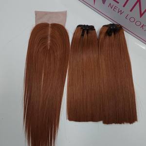 Paquets de cheveux humains vierges vietnamiens bruts avec fermetures assorties Style naturel de trame de génie de vague droite Super soyeuse non traitée - Product Image 1