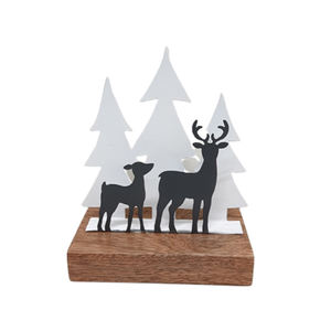 Árbol decorativo de hierro X Mas con base rectangular de madera Color blanco rojo y nogal para decoración de festivales y grifos de mesa - Product Image 4