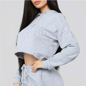 Sudadera con capucha y Top corto con logotipo personalizado, sudaderas de alta calidad, sudadera con Top corto para mujer, nuevo estilo 2025, ropa informal OEM ODM - Product Image 2