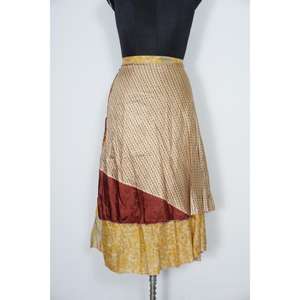 Wholesale Plus Size Summer Handmade Vintage Sari Silk Lace Wrap <b>Skirt</b> Reversible Lightweight Floaty Double Layer Floor-Length - Product Image 2