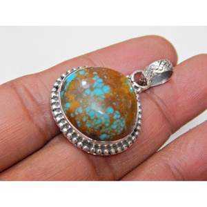 Joyería de Plata de Ley 925 hecha a mano colgante de cabujón turquesa Natural regalo para niñas y mujeres con encantadores dijes - Product Image 4