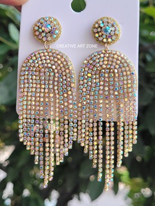 Bijoux fantaisie boucles d'oreilles brodées perlées d'Inde boucles d'oreilles faites à la main pour femmes et filles look classique boucles d'oreilles bohème - Product Image 5