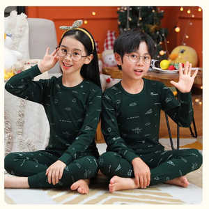 Dark Green Printed Full Sleeves Toddler <b>Girls</b> <b>Sleepwear</b> Suit CN-KPS-014 - Product Image 1