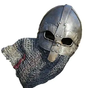 Ortaçağ Viking savaşçı kask savaş hazır Norman tarihi tment achelmet kask Chainmail kask