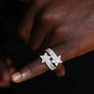 Anillos de joyería fina de Hip Hop de moda Gold Iced Out VVS Moissanite diamante original 14K oro sólido hombres VVS claridad - Product Image 5