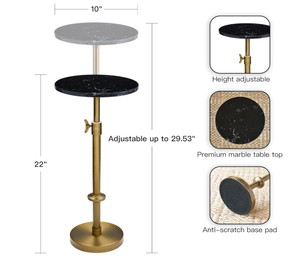 Mesa auxiliar Redonda al por mayor: tapa de mármol natural y base sólida de acero inoxidable, acento para mesa auxiliar de sala de estar, dormitorio - Product Image 3