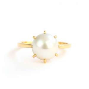 Bagues de mariage en argent sterling 925 véritables perles d'eau douce naturelles bagues de fiançailles ouvertes plaqué or 18 carats - Product Image 1