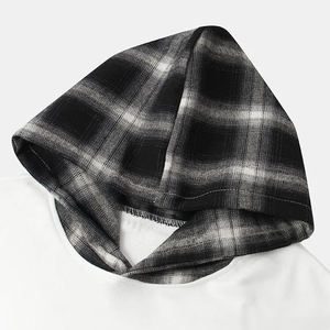 Sweat à capuche pour homme à carreaux contrastés blanc et noir, élégant, avec poche, décontracté, tendance, doux, chaud, streetwear, design unique, pull-over - Product Image 4