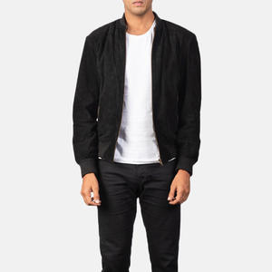 Veste d'hiver en cuir de couleur unie sur mesure pour hommes, col montant, style de rue principale avec décoration de poche, vente en ligne - Product Image 5