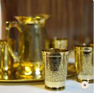 Ensemble de citron multifonctionnel en laiton avec belle gravure Plateau à bord légèrement gaufré-pour l'eau bouillante comprend un pot à jus avec base - Product Image 4