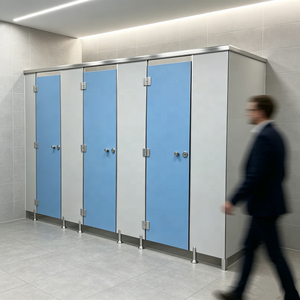 Système de cloisons de toilettes en stratifié compact HPL commercial pour hôtels, écoles et toilettes publiques - Product Image 3