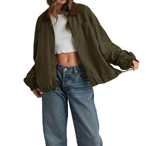 2025 New Jacket for woman Cotton Canvas With Pockets Breathable Custom Plain Solid Design women'<b>s</b> Jackets - Product Image 4