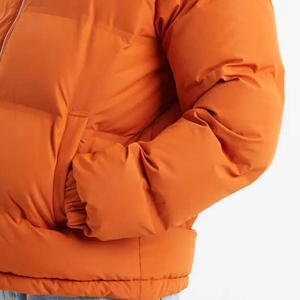 Men's Windproof and Water-Resistant winter jacket Solid Color Padded Cotton <b>Quilt</b> Coat with Stand Collar Fleece Puffer Jacket - Product Image 5