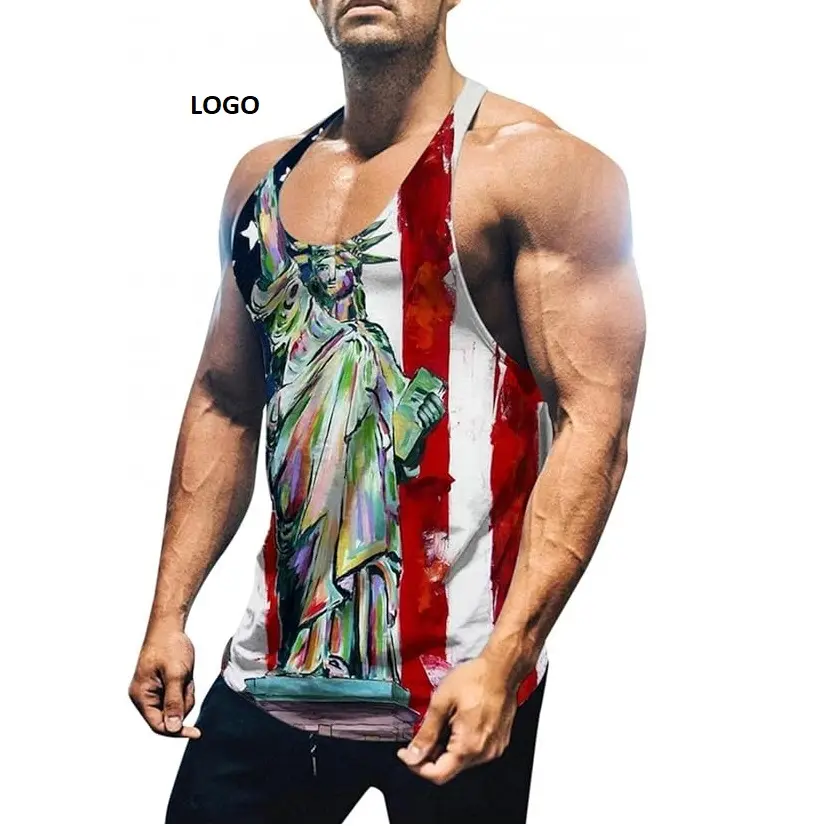 Fitness Wear Gym Singlets Hot Sale Products OEM Service Men's Sublimation Stringer Bodybuilding Tank Top Cheap Price