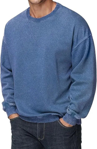 OEM Heavyweight Acid Wash Cotton Sweatshirt <b>Men</b> Street Fashion Vintage Acid Wash Sweatshirt <b>Men</b> Winter <b>Pullover</b> - Product Image 3