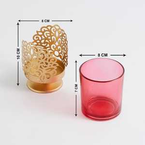 Portavelas de Metal decorativo de latón AK, acabado en oro, atractivo estilo de corte por láser para decoración de Festivales/acento de decoración del hogar - Product Image 3