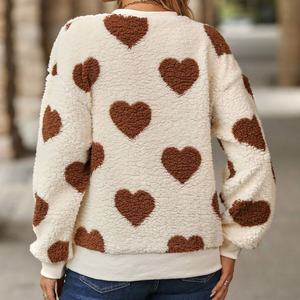 Gran oferta de hombres 100% algodón Teddy Sherpa Fleece invierno pulóver sudadera Día de San Valentín corazón amor diseño acanalado sudaderas con capucha - Product Image 2