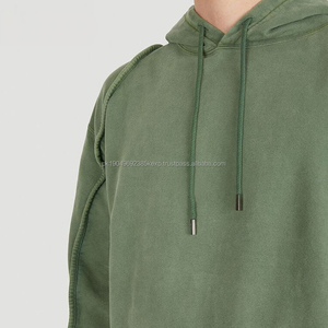 Sudadera con Capucha Corta de Algodón Vintage para Hombre, Sudadera con Capucha Extra Grande, Básica, de Felpa Gruesa, con Logotipo Personalizado - Product Image 4