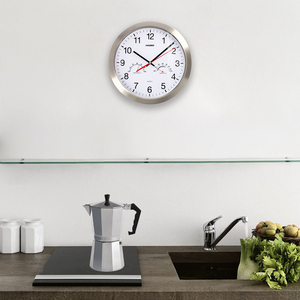 Orologio da parete 0/30 cm. Frontale in acciaio con igrometro e termometro. - Product Image 4