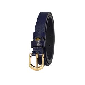 100% in vera pelle, cintura sottile da donna blu scuro di 2 cm con fibbia Color oro; Vestito, pantalone Belt_plain - Product Image 3