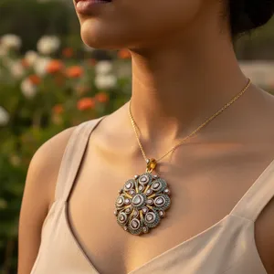 Luxury <b>Diamond</b> Floral Pendant with Gold Plating Elegant Women's Pendant & Charm - Product Image 2