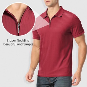 SIBRIN Factory Made Premium Quality Zipper Polo T-Shirt Logotipo personalizado Unisex Manga corta Golf Athletic Casual Camiseta con cuello - Product Image 2