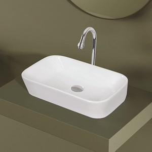 Rectangle Bathroom Sink Floor <b>Mounted</b> Minimalist Design Smooth Surface White TT TT 02 5 Year Warranty 540x340x120mm - Product Image 3