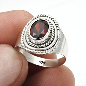 Luxury Solid 925 Sterling Silver Natural Red Garnet Gemstone Handmade <b>Rings</b> Fine Jewelry Sterling Silver 925 Stamped <b>Rings</b> OEM - Product Image 5
