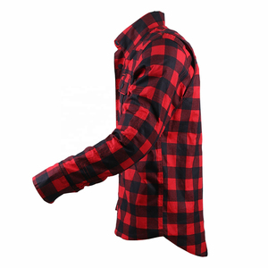 Chemise en flanelle lourde à carreaux rouge et noir avec chemise de protection pour la sécurité au travail et chemise en Kevlar pour homme pour la protection - Product Image 4