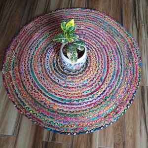 2026 Natural Jute Chindi Circle <b>Rug</b> Handmade Modern Woven Reversible Non-Slip Bedroom <b>Living</b> <b>Room</b> Guest <b>Room</b> Kids <b>Room</b> Mats - Product Image 2