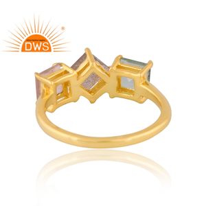 Diseño elegante 925 Plata 18K Chapado en oro Anillo de múltiples piedras preciosas naturales Joyería personalizada para mujeres Regalo para ella - Product Image 2