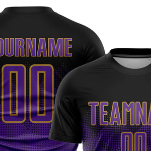 Camiseta de Fútbol de Manga Corta con Degradado Negro y Morado, Transpirable, Ligera, que Absorbe la Humedad, para Entrenamiento y Partido - Product Image 6