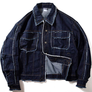 Chaqueta Vaquera Azul Cuadrada con Logotipo Personalizado STITCHMODE para Hombre, 100% Algodón, Gruesa, Corte Holgado, Chaqueta Vaquera Unisex - Product Image 2