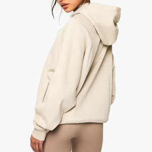 Sweat à capuche pour femme en laine court décontracté sans ficelle avec logo bouffant 3D personnalisé en gros - Product Image 5