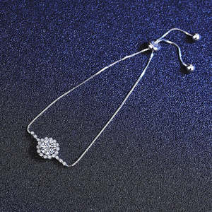 NOVAMART Fine 1 Ct Round Moissanite <b>Bracelet</b> 925 Sterling <b>Silver</b> with Adjustable Flower Pattern Elegant Women's <b>Bangles</b> Wholesal - Product Image 2