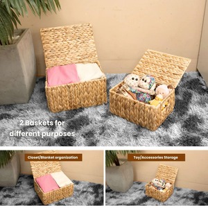 Juego de 2 Cestas de Jacinto para Almacenamiento, Caja de Almacenamiento Hecha a Mano, Ecológica, Natural, Decoración para el Hogar, Venta al por Mayor desde Vietnam - Product Image 6