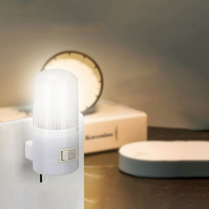 DK-506 LED Night <b>Light</b> White ABS Mini Square Projector <b>with</b> Touch Switch Warm Color <b>Battery</b> Plug-In Options for Home Bedroom Use - Product Image 1