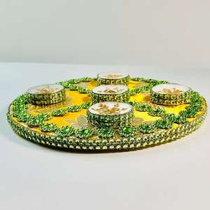 Vente chaude 2025 forme ronde vert Mehndi plateau dernier Style moderne Mehndi plaques/plateau OEM entretenu personnalisé picorer - Product Image 2