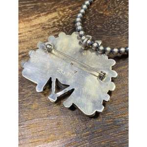 Pendentif/Épingle Vintage Zuni Opale et Pierre Multicolore Motif Soleil avec Incrustation en Argent Sterling - Product Image 5