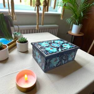 Marble Rectangle Jewelry Box Handmade <b>Stone</b> Box with Semi Precious Turquoise Inlay Luxury Gift Packaging for Her - Product Image 2