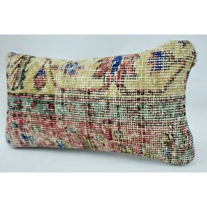 Multicolor Vintage Floral Kantha <b>Patchwork</b> Wool Pillow 8x16 Inch Decorative Cushion for <b>Bedding</b> Floor Woven Embroidered Print - Product Image 3