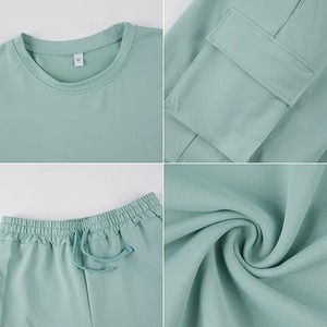 Ensemble sweat-shirt et short à col rond personnalisé pour hommes Survêtement en coton mélangé avec logo thermique pour les saisons d'été et d'hiver - Product Image 4